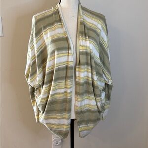 Cullen striped open front cardigan Sweater green cream hello boho pattern SZ SM